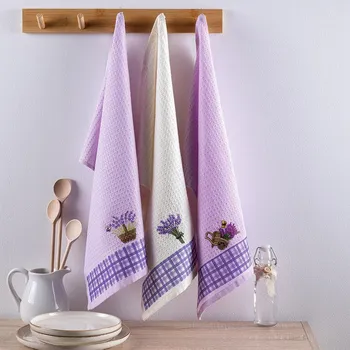 Utěrka decoDoma Sada vaflových utěrek LAVENDE 3 ks 3 ks