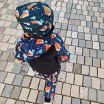 Yháček Softshellová bunda Yháček, zimní, liščí hlavy na petrolejové Velikost: 110