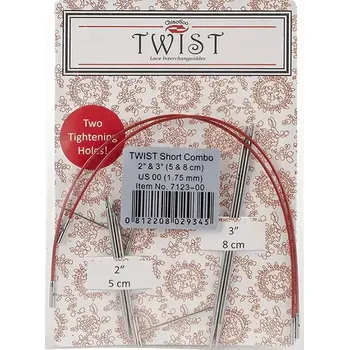 Jehlice ChiaoGoo Twist Short Combo set 5 + 8Cm vel. 1,75mm (Set vyměnitelných jehlic ChiaoGoo Twist Short Combo Set 5 a 8Cm 1,75mm)