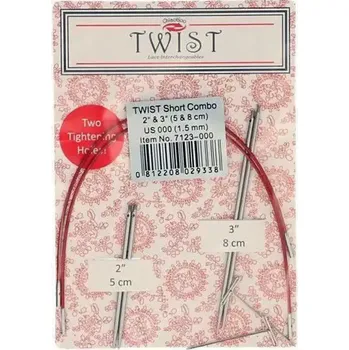 Jehlice ChiaoGoo Twist Short Combo set 5 + 8Cm vel. 1,5mm (Set vyměnitelných jehlic ChiaoGoo Twist Short Combo Set 5 a 8Cm 1,5mm)