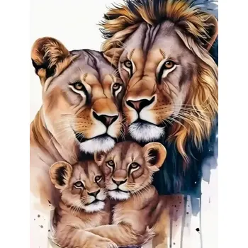 Diamantové malování Diamantové malování/Huacan - Lví rodinka