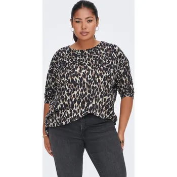 Dámské tričko ONLY Carmakoma Schwarz/ Braun 9159456 S-42/44