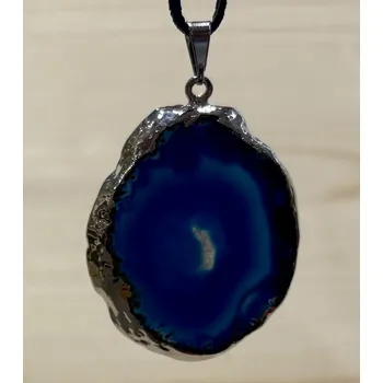 Přívěsek Přívěsek Achát modrozelený plátek v kovu