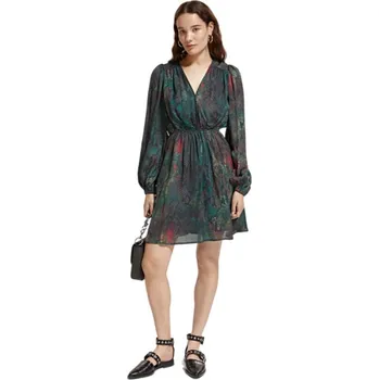 Dámské šaty Šaty Scotch & Soda Schwarz/ Petrol/ Rot 8651516 42