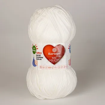 Příze Pletací / háčkovací příze Kartopu BABY LOVE AND CARE K010 bílá, jednobarevná, antipillingová, 100g/250m