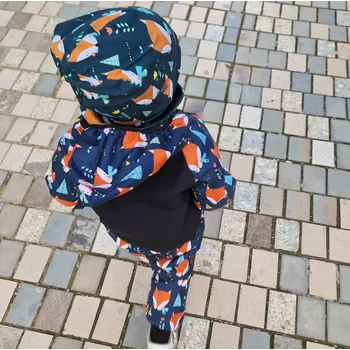 Chlapecká bunda Yháček Softshellová bunda Yháček, zimní, liščí hlavy na petrolejové Velikost: 104