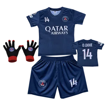 Premium dětský fotbalový dres + fotbalové pletené rukavice PSG - D.DOUÉ .Č14 Velikost: 14 let ( vel.158)