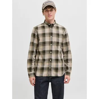 Pánská košile Košile Jack & Jones Dunkelgrün/ Beige 7975563 XL