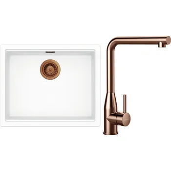 Kuchyňský dřez Set Schock S32-14 (dřez Kiruna N-100L Day + baterie Keto Copper brushed + komponenty Copper brushed)