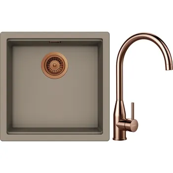 Kuchyňský dřez Set Schock S31-4 (dřez Kiruna N-100 Twilight + baterie Kavus Copper brushed + komponenty Copper brushed)