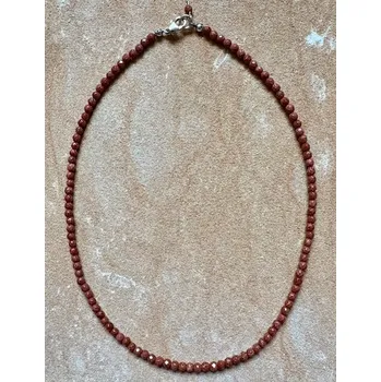 Náhrdelník Náhrdelník avanturín zlatý-stříbro fazet 3mm, 45cm