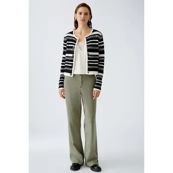 Dámský svetr Oui Schwarz/ Weiß 6166915 38