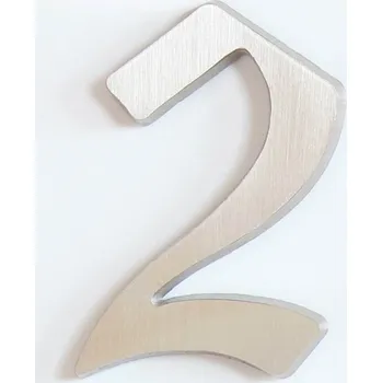 Domovní cedule C125 Číslice 125mm kartáč.stříbro "2" (C125 Číslice 125mm kartáč.stříbro "2". Vhodné řešení pro nábytek v interiéru.)