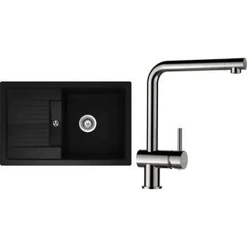 Kuchyňský dřez Set Schock S30-5 (dřez Lima D-100S Nero + baterie Epos Nerezový vzhled)