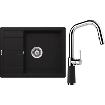 Granitový dřez Set Schock S20-11 (dřez Manhattan D-100 Onyx + baterie SC-530.120 Onyx)