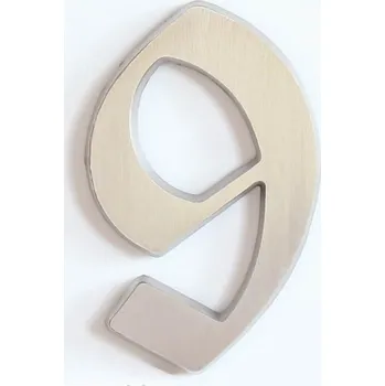 Domovní cedule C125 Číslice 125mm kartáč.stříbro "9" (C125 Číslice 125mm kartáč.stříbro "9". Praktický doplněk do interiéru.)