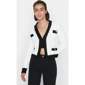 Dámský svetr trendyol Creme/ Schwarz 6705391 L