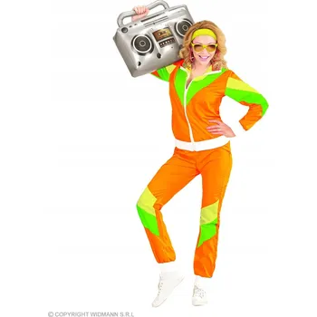 Karnevalový kostým KOSTÝM TEPLÁKOVKA NEONOVÝ 80. LÉTA ORANŽOVÝ S-XXL