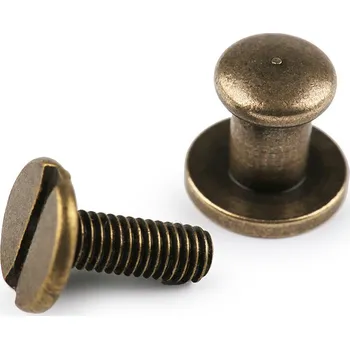 Sedlářský nýt šroubovací Ø6 mm, střední, 6 (11 mm) staromosaz