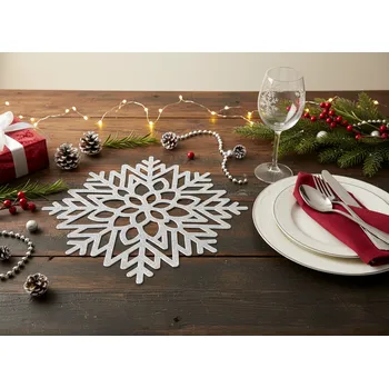 prostírání Vánoční prostírání kulaté STEA stříbrná Ø 41 cm Mybesthome