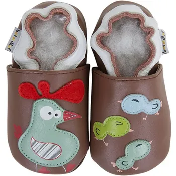 Capáčky LAIT ET MIEL Kožené capáčky se slepičkou 0-6 měsíců Hnědá 17-18