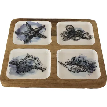 SEA Club Porcovací talíř - námořní, mangové dřevo se smaltem, 25x25x2cm