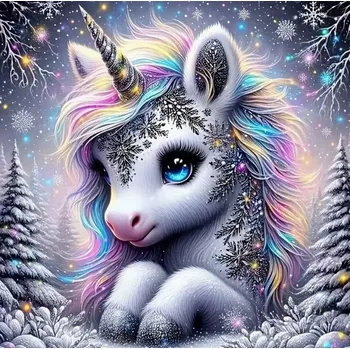 Diamantové malování Diamantové malování/Huacan - Barevný jednorožec (40x40)