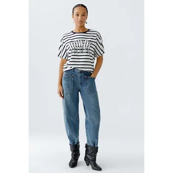 Dámské tričko Tričko Oui Weiß/ Blau 1592669 38