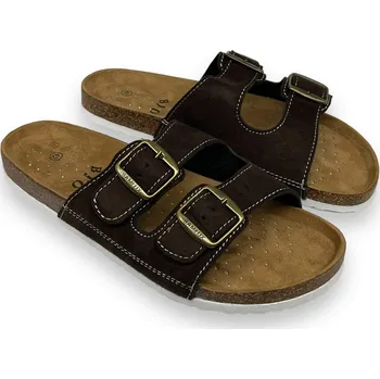 Pánská obuv Bio Pánské hnědé nadměrné korkové pantofle Barva: Hnědá, Velikost: 49