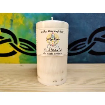 Svíčka 10,5 x 6 Bílá Šalvěj (Šamanská svíce)