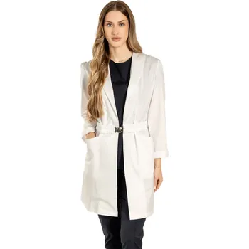 Zdravotnický oděv Dámský bílý lékařský plášť eva s kotvicím límcem, ozdobným zapínáním na přezku a dlouhými rukávy