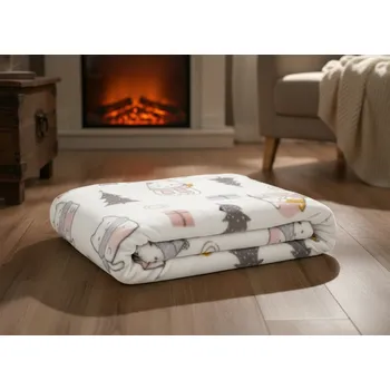 deka Vánoční deka z mikrovlákna WINTER FELLOWS bílá 150x200 cm