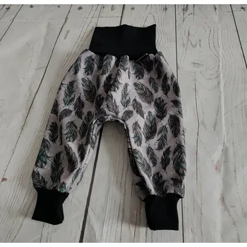 Chlapecké kalhoty Yháček Zimní softshellové kalhoty Yháček, peříčka a mandaly na šedé, POSLEDNÍ KUSY Velikost: 140