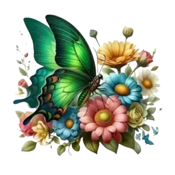 Nažehlovací obrázek - motýl a květiny IV (8,0 x 7,6 cm)