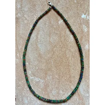 Náhrdelník Náhrdelník Drahý opál-stříbro válec 3-4mm, 45cm