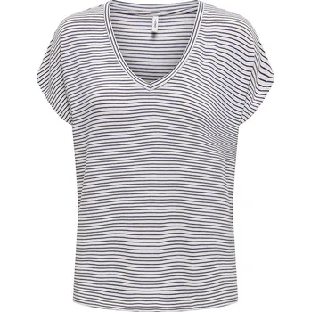Dámské oblečení Tričko ONLY Weiß/ Dunkelblau 2200178 XS