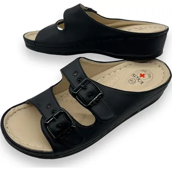 Dámské pantofle Koka Dámské černé nadměrné zdravotní pantofle 01 Barva: Černá, Velikost: 43