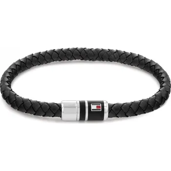 Módní doplněk Tommy Hilfiger Černý kožený náramek s ocelovým zapínáním 2790293 + 2 měsíce na vrácení zboží