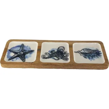 SEA Club Porcovací talíř - námořní, mangové dřevo se smaltem, 40x15x2cm