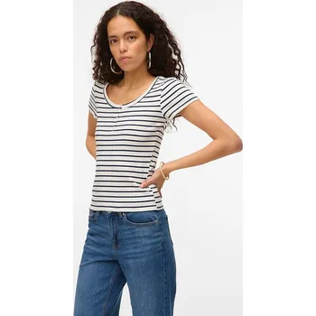 Dámské tričko Tričko Vero Moda Weiß/ Dunkelblau 4158407 S