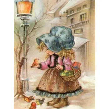 Diamantové malování Diamantové malování/Huacan - Dívenka v zimní ulici