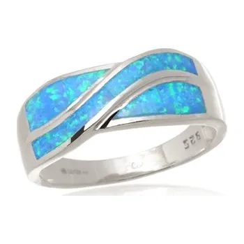 Prsten Dámský stříbrný prsten s modrým opálem STRP0601F + dárek zdarma