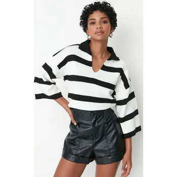 Dámský svetr trendyol Creme/ Schwarz 650471 S