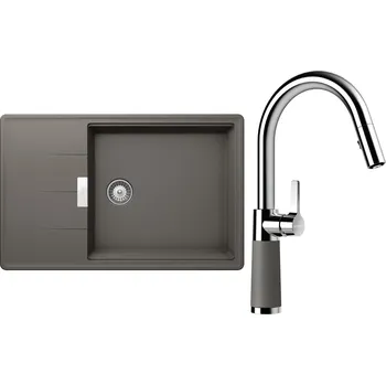 Kuchyňský dřez Set Schock S17-7 (dřez Tia D-100LS Silverstone + baterie SC-520.120 Silverstone)