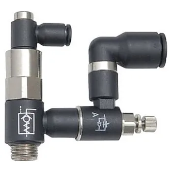 Ventil Pneumatický zpětný ventil s regulací průtoku a odvzdušněním G1/4"vně na hadičku 6mm Legris 7894 06 13