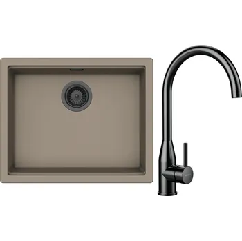 Kuchyňský dřez Set Schock S32-5 (dřez Kiruna N-100L Twilight + baterie Kavus Gunmetal brushed + komponenty Gunmetal brushed)