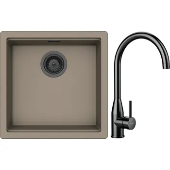 Kuchyňský dřez Set Schock S31-5 (dřez Kiruna N-100 Twilight + baterie Kavus Gunmetal brushed + komponenty Gunmetal brushed)