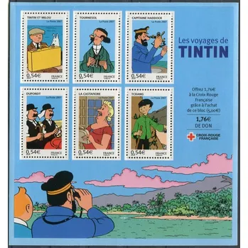 Poštovní známka Post France (2007) MiNr. 4259 - 4264 ** (BL. 78 ) - Francie - Série komiksů "Tintin"
