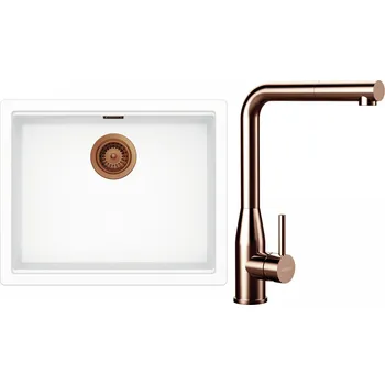 Kuchyňský dřez Set Schock S32-19 (dřez Kiruna N-100L Day + baterie Keto.120 Copper brushed + komponenty Copper brushed)