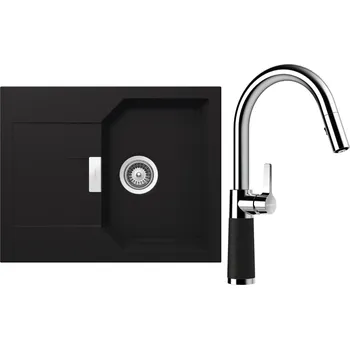 Kuchyňský dřez Set Schock S18-9 (dřez Manhattan D-100XS Onyx + baterie SC-520.120 Onyx)